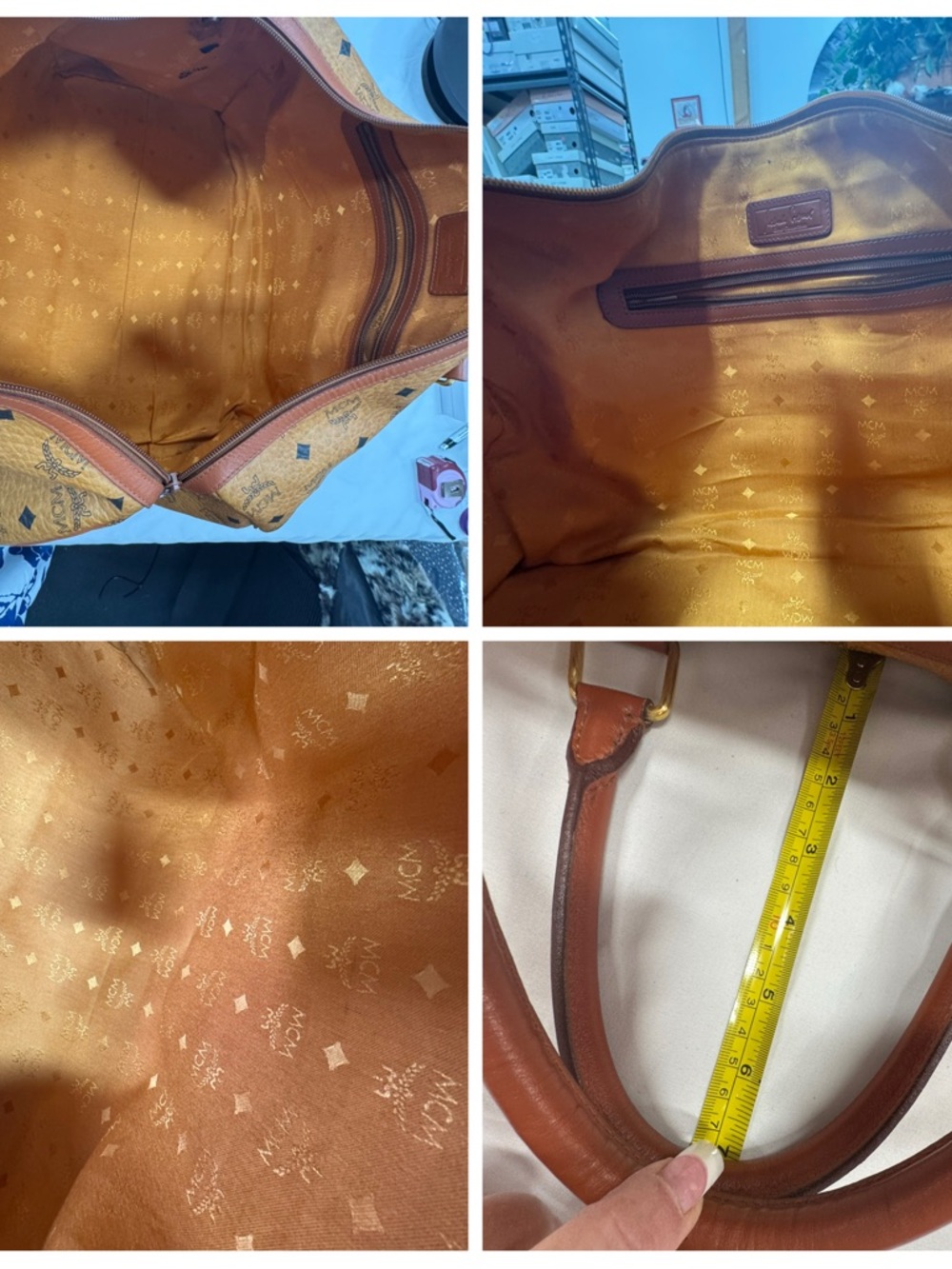 MCM Cognac Visetos Travel Weekender Bag - Picture 8 of 11